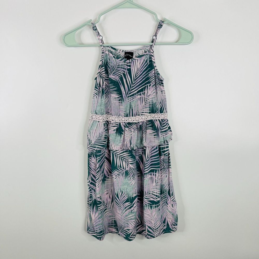 Art Class Girls Dress Size M 7/8 Floral Sleeveless Ruffle Vacation Tropical